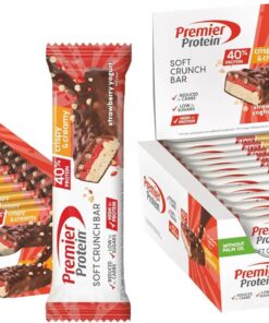 Premier Protein Soft Crunch Bar 40% Protein Strawberry Yogurt 12x40g - Bajo en azúcar + Bajo en carbohidratos + Sin aceite de palma (Paquete de 2)