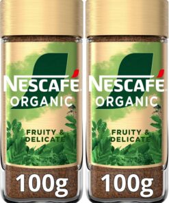 NESCAFÉ GOLD ORGANIC aroma y sabor, café soluble 100% arábica, certificado por Fairtrade, frasco de vidrio, 100 g (Paquete de 2)