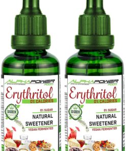 ALPHAPOWER FOOD, Edulcorante Cero Calorias, Erythritol - Eritritol 100% natural y vegano I alternativa de azúcar, dulce como el azúcar. Ideal para repostería, bebidas y dietas (Paquete de 2)