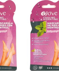 Ejove Mascarilla para los Pies con Extracto de Menthol | Hidrata, Suaviza y Refresca | Ideal para Pies Secos, Ásperos y Cansados | Efecto Calming y Acondicionador (Paquete de 2)