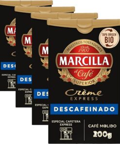 Marcilla Café Molido Crème Express Descafeinado Mezcla 200 g (Paquete de 4)