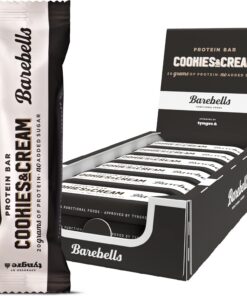 Barebells - Barritas Proteína - 20g Protein x Bar - Baja en azúcar y Calorías - Sin Aceite de Palma - Cookies and Cream (12 Barritas x 55g)