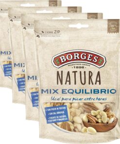 Borges - Cocktail Variado de Nueces de California, Almendras, Avellanas y Nueces Pecanas Natura Equilibrio - Con alto contenido en Ácidos Grasos, Ácido Linocélico, Fibra, Magnesio - Sin Gluten - 130g