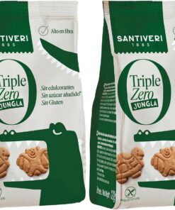 SANTIVERI - Galletas Jungla Triple Zero, Galletas Crujientes con Avena Integral y Proteína de Guisante, Altas en Fibra, Sin Edulcorantes, Sin Azúcar Ni Gluten, Ideal para Niños, Vegano - 120 g