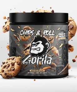 CHIPS & ROLL- Bebida Energética en Polvo Sin Azúcar Sabor Choco Cookies - Con Cafeína, Taurina y Vitaminas - 300gr (60 tomas) - GORILA DRINKS®