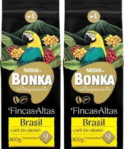 BONKA Cafe Grano Natural Arábica Brasil 800g (Paquete de 2)