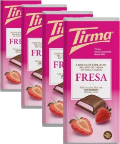Tirma Tableta de Chocolate con Leche Rellena de Crema de Yogur y Sabor a Fresa, 103g - Chocolate Cremoso con Relleno de Fruta, Perfecto para Postres y Snacks (Paquete de 4)