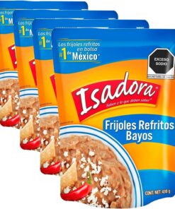Isadora - Frijoles Refritos Bayos - Formato Bolsa - 430g - Hechos en México - Sin conservantes - Ingredientes naturales - Listo para comer (Paquete de 4)