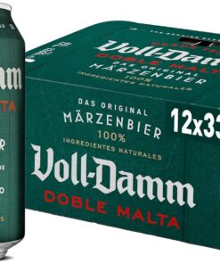 Voll-Damm | Cerveza Doble Malta | Toque Cítrico y Afrutado | Sabor Único | Espuma Consistente | Pack de 12 Latas x 33 cl