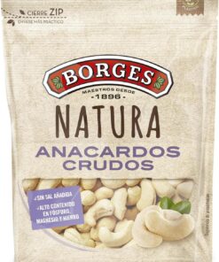 Borges - Anacardos Crudos Repelados Natura Borges - Vitaminas C y B - Ricos en Calcio, Hierro, Fibra y Ácidos Grasos que ayudan prevenir el Colesterol - Frutos Secos Sin Gluten - Paquete de 600g.