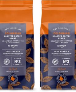 by Amazon Café en Grano Natural de Colombian, Puro arabica, Tueste medio, 1Kg (2x 500g), Certificado Rainforest Alliance (Paquete de 2)