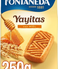 Fontaneda Yayitas Galletas con Miel, Deliciosas y Crujientes, deliciosas para Desayuno, 250 g | Galletas Yayitas con Miel elaboradas con cereales y ricas en fibra, ideales para desayunos, meriendas y recetas caseras