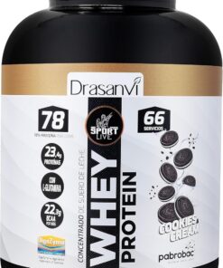 SPORT LIVE Concentrado de proteinas de suero de leche | Whey Protein en polvo con L-Glutamina y L-Leucina | Ayuda a aumentar tu masa muscular | Mejora tus batidos |Cookies&Cream | 2 KG
