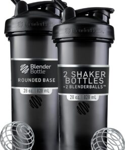 BlenderBottle Classic V2 - Botella mezcladora perfecta para batidos de proteínas y preentrenamiento, 28 onzas, negro, paquete de 2