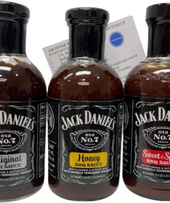 Jack Daniels 19.5oz BBQ Sauce Bundle: Original, Sweet & Spicy, Honey and ThisNThat Recipe Card