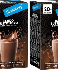 Bicentury Batido sustitutivo con proteína sabor Chocolate, 225 gr (Paquete de 2)