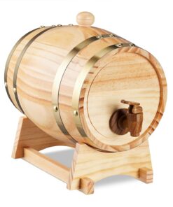 Relaxdays Barril Madera con Grifo, Barrica Aguardiente 2,2 l, Dispensador de Whisky, Vino, Sidra, Licores, Natural