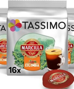 Tassimo Marcilla Café Colombia | 80 Cápsulas | 5 Packs de 16 Cápsulas compatibles con Cafetera Tassimo