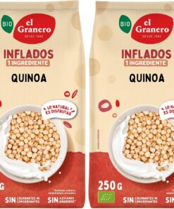 El Granero Integral - Quinoa Hinchada - 250 g - Rico en Vitaminas, Minerales y Fibra - Propiedades Hidratantes y Antioxidantes - Fuente de Energía - Ideal para Desayunos - Apta para Veganos