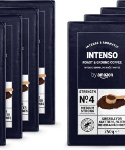 by Amazon Café molido Natural Caffè Intenso, Tueste medio, 1 kg (4 Paquetes de 250 g) - Certificado por Rainforest Alliance (Paquete de 2)