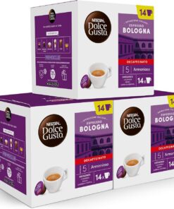 NESCAFÉ Dolce Gusto Café Espresso Descafeinado Bologna - Cápsulas de Café, 42 Cápsulas (3x14) - Originales para cafeteras Dolce Gusto