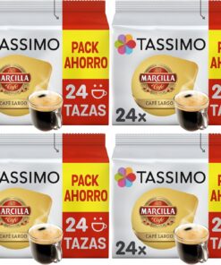 Tassimo Cápsulas de Café Marcilla Largo | 24 Cápsulas Compatibles con Cafetera Tassimo (Paquete de 4)