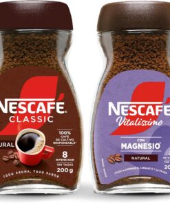Nescafé pack variado: Café soluble NESCAFÉ Classic Natural y Nescafé Vitalissimo con magnesio, 2 frascos 200 g (Total 400 g)