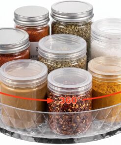 VINATO Especiero Giratorio, 360° Especiero Giratorio para Cocina, Organizador de Platos giratorios para Almacenar Especias y Tarros, Transparente, 20cm