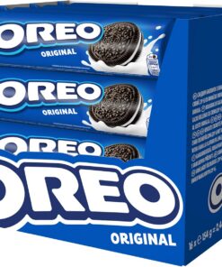 OREO Original sabor a vainilla Galletas rellenass, Pack de 16 x 154g | Una irresistible combinación de cacao y crema de vainilla, ideal para meriendas y disfrutar entre horas