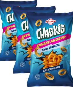 Facundo Chaskis de Maíz | Snack Crujiente y Delicioso | Anillos de Maíz Clásicos | Sabor Barbacoa | 180g | Aperitivo Ahumado e Intenso| Para Compartir y Disfrutar en Cualquier Momento (Paquete de 3)
