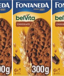 Fontaneda Belvita Galletas con Chocolate y 5 Cereales Completos Enriquecidas con Hierro, Calcio y Magnesio 300 g (Paquete de 3)