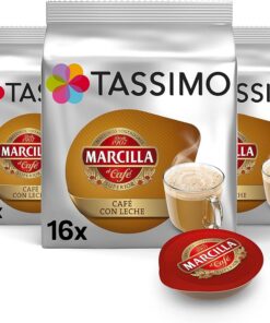 Tassimo Marcilla Café con Leche | 80 Cápsulas | Amazon Exclusive | 5 Packs de 16 Cápsulas compatibles con Cafetera Tassimo
