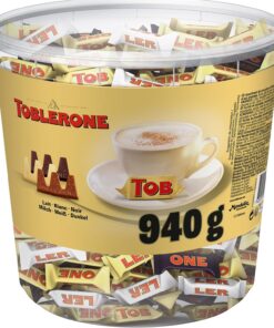 Toblerone miniaturas Mix. Caja de 900g. Surtido de chocolate Toblerone | Chocolate suizo con leche, blanco y negro con nougat de miel y almendras en el surtido icónico de Toblerone, ideal compartir
