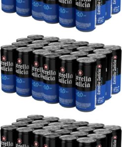 Estrella Galicia 0,0 - Cerveza Lager sin Alcohol, 24 Latas x 33 cl, Sabor Ligero y Refrescante, Aroma a Maltas y Lúpulo, 0% Volumen de Alcohol (Paquete de 3)