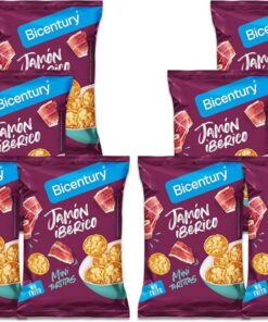 Bicentury – Mini Tortitas de Maíz sabor Jamón Ibérico, Ideales para Satisfacer Antojos, 1 Ración de 25 g Equivale a 111 Kcal – 7 x 25 g (Paquete de 2)