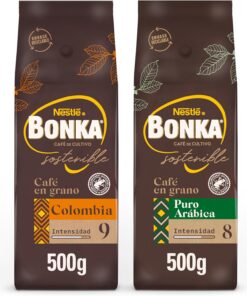 Bonka Pack Variado: Café en Grano Puro Arábica y Colombia, 2 Paquetes 500 g (Total 1 kg)