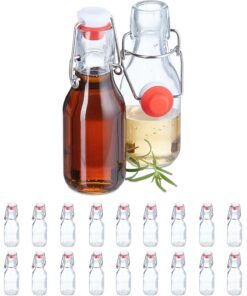 Relaxdays Botellas Cristal Vacías, Pack de 24, 100 ml, Tapón Mecánico, para Licor, Aceite, Vinagre, Vino, Transparentes