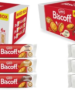 Lotus Biscoff | Paquete Variado de Galletas Sándwich | 3 Sabores | 2 Paquetes por Sabor | 15 Galletas Sándwich por Paquete | Ingredientes de Origen Natural | Sin Colorantes | 6 x 150g | 900g