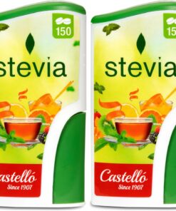 Castello since 1907 Edulcorante Stevia Comprimidos | 150 Comprimidos/Dosis | 1 comprimido : 1 cucharadita de azúcar | 0 Calorías - Muy bajo Índice Glucémico - 0 Carbohidratos - Keto (Paquete de 2)