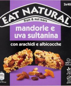 Eat Natural Barritas de frutas y nueces – almendras y sultaninas con cacahuetes y albaricoques – Snack sin gluten – Ideal para viajes – 3 x 40 g