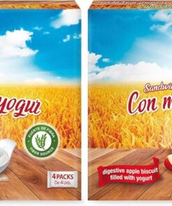Tirma Sandwich Digestive con Manzana Relleno de Yogur | Sandwich de Galletas Ligeras | Galletas Individuales para el Café, Snack y Merienda | Vegetarianas | 180 g (Paquete de 2)