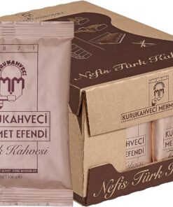 KURUKAHVECI MEHMET EFENDI Café turco, 100% arábica, café molido finamente tostado para cezve, rico aroma, medio, tradición desde 1871, 3.52 oz / 100 g, paquete de 25 | Café tostado finamente molido para Cezve, rico aroma, sin gluten, vegano, halal, tradición turca desde 1871