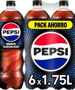 Pepsi zero Refresco de cola con cero azúcar y cero calorías, packs de 6 botellas de 1.75 litros, 10.5 litros en total