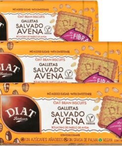 DIAT Radisson - Galletas de Salvado de Avena | Vegan y sin Azúcar Añadido | Ricas en Fibra | Enriquecidas con Ácido Fólico | Galletas Veganas de Avena (Paquete de 3)