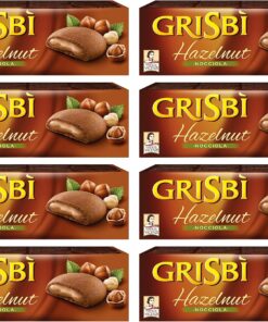 Vicenzi: "Grisbi Avellana" Galletas italianas de corteza corta rellenas de crema de avellana de 5 onzas (150 g) paquete (paquete de 8) [importación italiana]