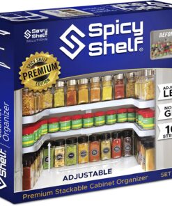 Spicy Shelf 3.0 - Organizador de Especias expandible de 2 Niveles para gabinete y despensa, Organizador de condimentos de Cocina, estantes de Especias para armarios Interiores (Spicy Shelf Premium),