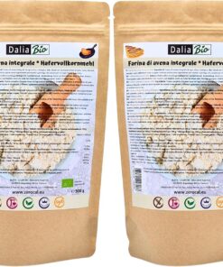 Dalia - Harina Integral de Avena Bio 500g | Sin Gluten | Rica en Fibra y Proteína | Origen Italia | Ideal para Pan, Repostería, Porridge y Recetas Fitness (Paquete de 2)
