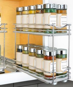 Lynk Professional® Organizador de especias extraíble para gabinete, estante deslizante de 4-1/4 pulgadas de ancho, doble, cromado