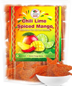 Rebanadas de mango secas de lima y chile, 1 libra, bolsa, dulce, picante y picante, auténtica fruta seca de estilo mexicano, fresca y natural