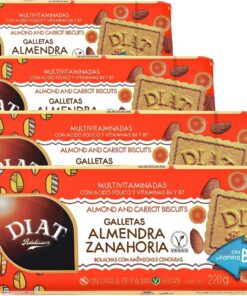DIAT Radisson - Galletas con Almendras y Zanahoria | Vegan y Bajas en Sal | Enriquecidas con Vitaminas | Galletas multivitaminadas (Paquete de 4)